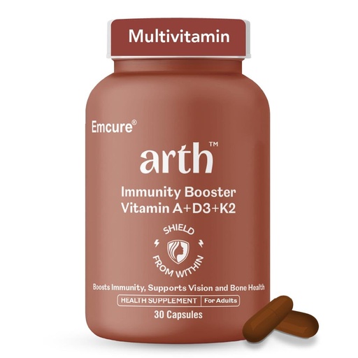 [BRSREZAHAAHBG235] Arth Multivitamin Supplement | With Vitamins A, D3 & K2 | Daily Immunity & Bone Support | Enhances Energy, Skin & Eye Health | Complete Nutrient Balance for Overall Wellness | For Men & Women | 30 Veg Capsules