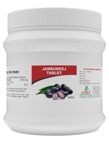 [BRSWYZQLDEIWMG3A] ATREY Jambubeej Tablets 400mg (1000 Count) | Pure Jamun Seed Ayurvedic Medicine for Blood Sugar Management | Natural Detox, UTI & Digestive Support | Syzygium Cuminii