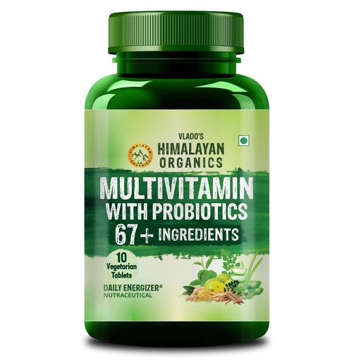 [BRSRGZA5BMMWMDLK] Himalayan Organics Multivitamin with Probiotics - 45 Ingredients for Men & Women with Vitamin C, D, E, B3, B12, Zinc, Giloy & Biotin (Small Pack)
