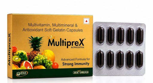 [BRSRYZIKBADR4HTL] Multiprex Multivitamin & Multimineral Capsules Boost Overall Wellness-Pack of 6 (6 x 10=60 Capsules)