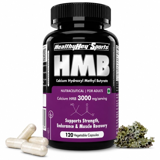 [BRSRMAIYDENQ4CDV] HealthyHey Sports HMB Calcium Hydroxyl Methyl Butyrate (120 Capsules) - Gluten Free and Non-GMO
