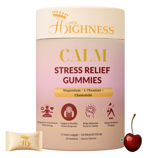 [BRSRGAL2CUPWGAY3] Her Highness CALM Stress Relief Gummies for Women | 30 Gummies | Magnesium, L-Theanine, Chamomile | Stress Support, Emotional Balance, Focus & Relaxation | No Added Sugar | No Added Preservatives | 100% Veg | Cherry Flavour