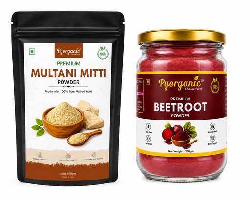 [BRSRGCYPOR5B6YIV] Pyorganics 250g Organic Beet Root Powder (Free Multani Mitti Pack) For Drinking, Lips Care Beetroot Juice, Red Beet Powder Super Beets Blend Natural Organico for Smoothies, Energy & Daily Wellness