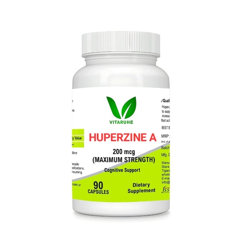 [BRSROZA7DN5A4CD3] VITARUHE® Huperzine A 200mcg Per Serving, 90 Capsules, (Huperzine A Supplement), Supports Focus, Cognition, Memory and Learning Ability, Premium Brain Health Supplement, No GMOs