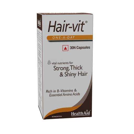 [BRSROYIBCMIQ4FIY] HealthAid Hair-Vit with Biotin, Zinc, Folic Acid, Fibre & Multivitamins | Hair Supplement for Men & Women | Supports Stronger, Thicker & Shinier Hair | 30 Softgel Capsules