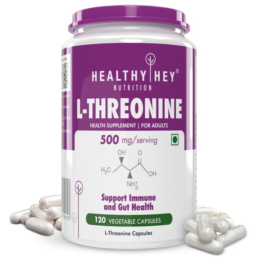 [BRSWYEAQC4MAMH3U] HealthyHey Nutrition L-Threonine - Essential Amino Acid -120 Veg Capsules