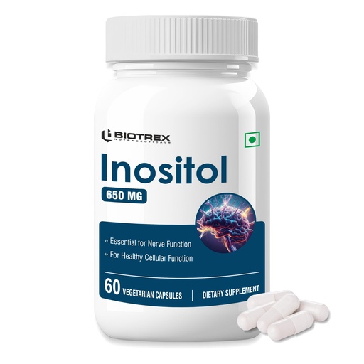 [BRSWGZYOBEIREG3L] Biotrex Nutraceuticals Inositol 650mg, Essential for nerve function - 60 Capsules