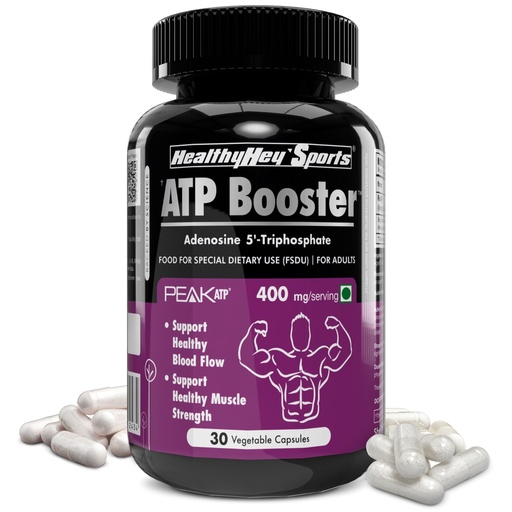 [BRSRMBA6OAIA4EIU] HealthyHey Sports ATP Booster - 400mg per serving - 30 Vegetable capsules