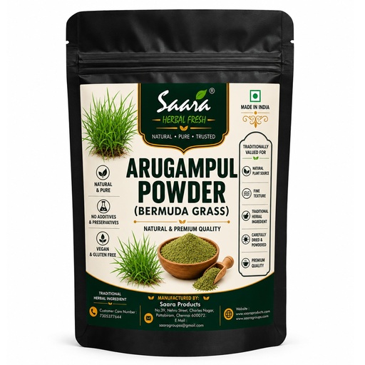 [BRSWGBLROACR6FD7] Saara HERBAL FRESH Pure Arugampul Powder, 100g, Bermuda Grass, Non-GMO & Additive-Free, 100g