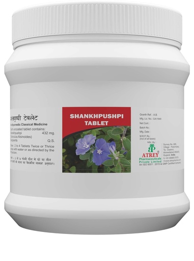 [BRSWYZQKOJ5QYADF] ATREY Shankhpushpi Tablets 400mg (1000 Count) | Ayurvedic Brain Tonic for Memory & Concentration | Natural Support for Stress, Anxiety & Mental Fatigue