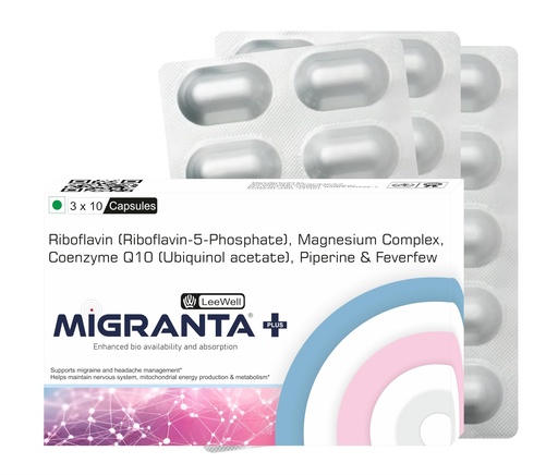 [BRSRGHQDOENG2A35] Leewell Migranta Plus Migraine Supplements, 30 Capsules