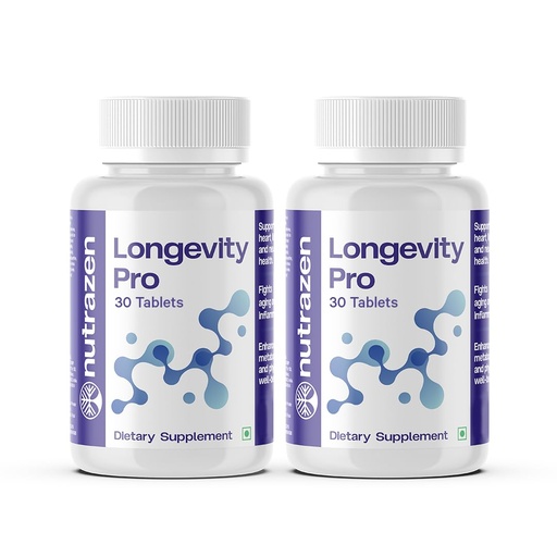 [BRSREYI5BUPRGHTD] Longevity Pro - Pack of 2, 60 Tablets | Resveratrol, CoQ10, AHA