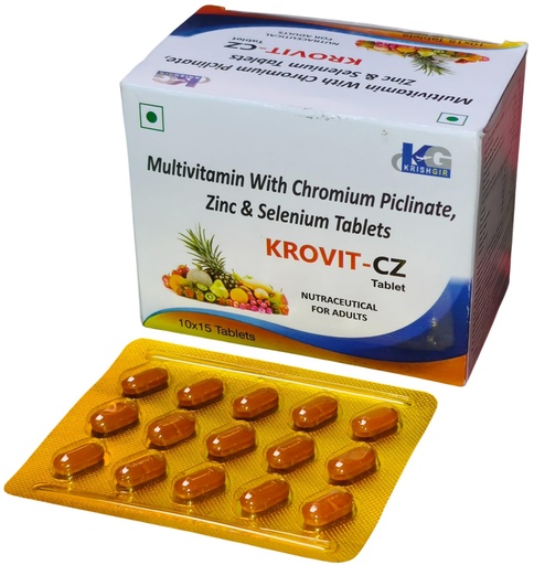 [BRSRY2QTBABRG33P] KROVIT-CZ Multivitamin Tablets with Chromium Picolinate, Zinc, Selenium, Vitamin B6, Vitamin B12, Folic Acid & Nicotinamide | Daily Nutritional Supplement for Adults | 150 Tablets