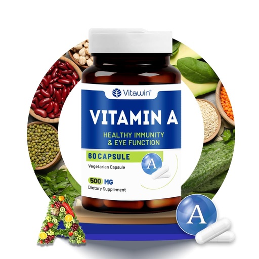 [BRSW2AYCDMCAA2Y3] Vitamin A Capsules | Eye Wellness, Skin Nutrition & Antioxidant Support | Daily Nutritional Supplement | 60 Vegetarian Capsules