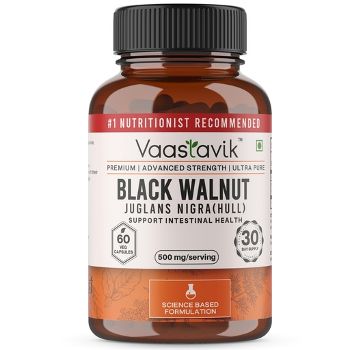 [BRSROBAPOUNBGDLG] Vaastavik Black Walnut Hull Capsules Juglans Nigra Supplements 500 mg