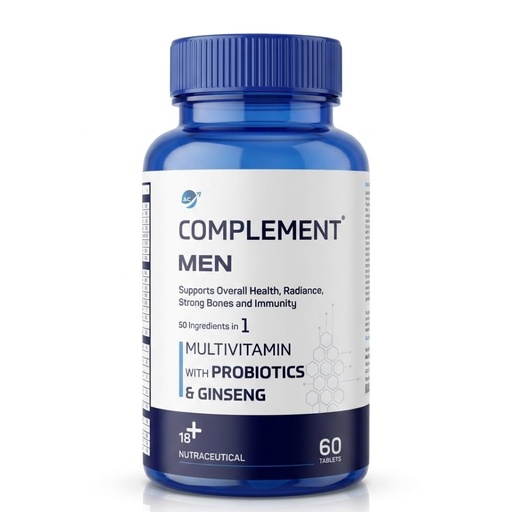 [BRSRYYYEBYMB6FI6] Complement Men Multivitamin Tablets with Probiotics & Ginseng | Supports Energy, Immunity & Gut Health | 60 Tablets | Nutraceutical for Men 18+