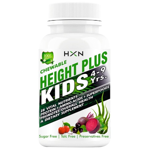 [BRSRMHANAUPBUGQ2] HXN Height Growth Supplement for Kids – with Essential Amino Acids, Calcium, Vitamin D3 & Superfoods for Bone Health & Growth Nutrition Support – 60 Tablets
