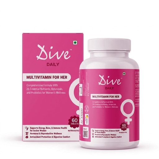 [BRSRYYIFDJ6QG2AU] Dive Daily Multivitamin for Women | Daily Women's Multivitamin with Vitamins, Minerals, Probiotics, Antioxidants & Herbal Blends | Supports Energy, Immunity, Skin, Hair, Gut Health & Hormonal Wellness | 60 Tablets