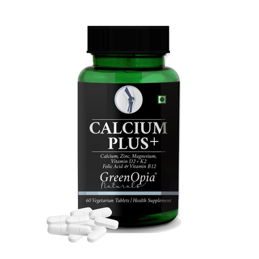 [BRSRYFA3BNYAMF3X] Naturals Calcium Plus+ Tablets with Calcium, Zinc, Magnesium, Vitamin D2, K2, Folic Acid & Vitamin B12, 60 Vegetarian Tablets