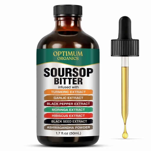 [BRSRGCQYO4MR6CLL] Soursop Bitter with Turmeric, Garlic, Reishi, Moringa, Hibiscus Extract, Black Seed Oil, Ashwagandha Powder, 50ml