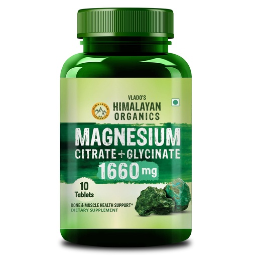 [BRSRGZA5OQNGMCAY] Himalayan Organics Magnesium Citrate + Glycinate + Oxide Complex Supplement For Mens & Womens - 10 Tablets (Trail Pack)