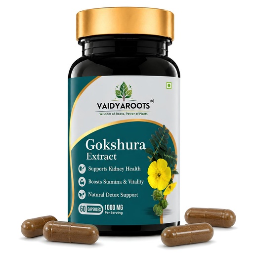 [BRSRYZIKBMARUYDJ] Gokshura Extract Capsules | Ayurvedic Tribulus Terrestris Supplement for Testosterone, Stamina, Strength & Vitality in Men | 60 Veg Capsules