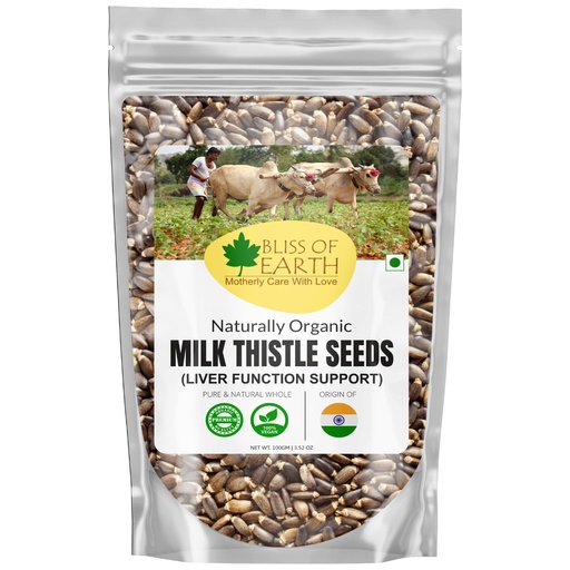 [BRSRAA35BEJWM2TU] Bliss of Earth Milk Thistle Seeds Organic Super Food Great for Guts Health & Boost Immunity | Promotes Skin Health | High in Protein | 100GM