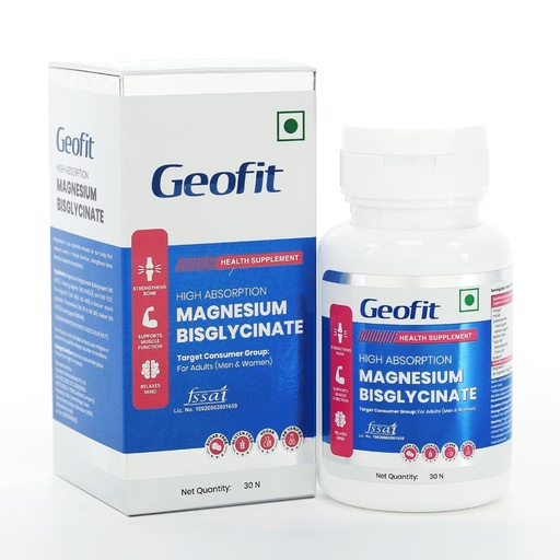 [BRSRGH34DN7GOYL2] Geofit Magnesium Bisglycinate 30 Tablets for Men & Women