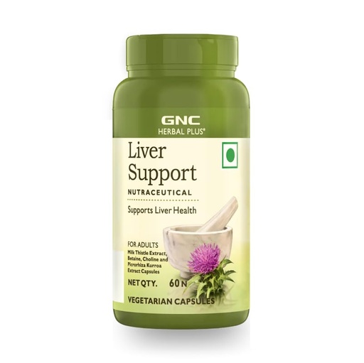 [BRSWY2QZB54BMFIU] GNC Herbal Plus Liver Support | 500mg Milk Thistle, 500mg Betaine & 200mg Picrorhiza Extract | 60 Veg Capsules | Promotes Liver Health, Detox, & Metabolism | High Potency Formula