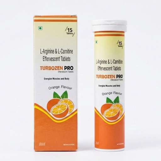 [BRSRYYA5CMARA2DK] TURBOZEN PRO L-Arginine & L-Carnitine Effervescent Tablets | Orange Flavor Energy Drink Tablets | Daily Stamina & Active Lifestyle Support | 15 Effervescent Tablets