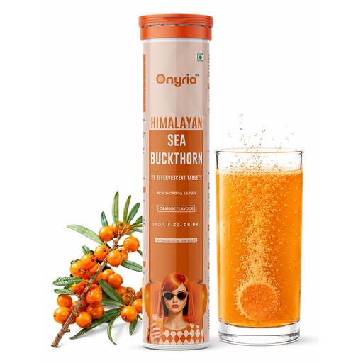 [BRSRYFI7AQNQKFD2] Onyria SeaBuckthorn effervescent Tablets for overall wellness with omega-3,6,9 (20 days pack)