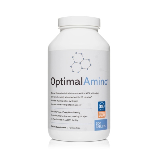 [BRSROEAHB4DR6ELX] OptimalAmino Tablets (300 Count) | 99% Utilized Essential Amino Acids (EAA) Supplement, Increase Muscle Recovery, BCAA Protein Pre/Post Workout | NSF Certified for Sport® Certified
