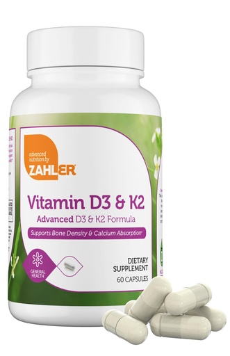 [BRSROBD3O4HGMETH] Zahler Vitamin D3 & K2 Advanced D3 & K2 Formula Supports Bone Density & Calcium Absorption, 60 Capsules.