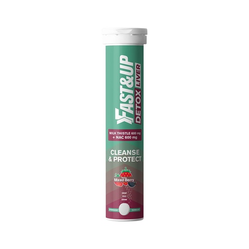 [BRSRMED2O4DRSELL] Fast&Up Liver Detox - Daily Liver Cleanser Drink | Milk Thistle + NAC | Helps Improve Digestion & Reduces Load on Liver - 20 Tablets - Mixed Berry Flavour