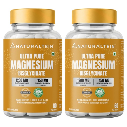 [BRSRGCTYCJ7BGC3O] Naturaltein Magnesium Glycinate 1200mg (150mg Elemental) | Chelated High Absorption Magnesium Supports Sleep Quality & Muscle Relaxation | Glyphosate Tested | 120 Tablets