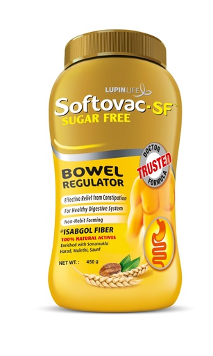 [BRSROZLROJ5RYFIV] Softovac-SF Isabgol Fiber Plus+ Formula 450g Sugar free Psyllium Husk + Natural Actives Complete Relief from Constipation, Gentle on Stomach - Natural Bowel Regulator for Adults