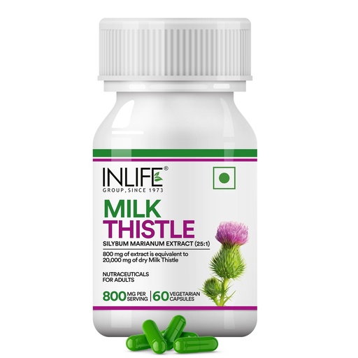 [BRSWECQYBB6AYCDH] INLIFE Milk Thistle 800mg per Serving, 80% Silymarin 25:1, 60 Veg Capsules