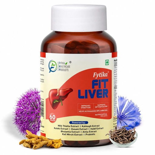 [BRSRMAY3CQAQ2HTF] Fytika Fit Liver Detox Tablets | Milk Thistle, Kalmegh, Kutaki, Curcumin, Bhumi Amla & Probiotics | 60 Tablets