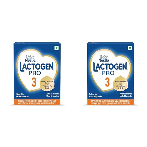 [BRSRAYIBBV6W2DT7] Lactogen Nestle Pro 3, Follow-Up Formula With Iron, Powder, Infant Whey Protein And Vitamins, After 12 Months Up To 18 Months, Bag-In-Box Pack, 800g (Pack of 2)