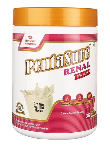 [BRSWGYAZDICA2ADH] PentaSure Renal Pre-Dialysis Care Nutritional Powder | Creamy Vanilla Flavor - 400g | High Calorie & Adequate Protein Supplement Drink | 13g Protein per 100g | Supports Renal Health, Energy & Recovery