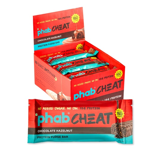 [BRSRGZQYCENQOAY7] Phab Cheat Protein Bar – Chocolate Hazelnut | High Protein Snack (15g) | No Added Sugar | Low Calorie Fudge Bar | Healthy Guilt-Free Snack