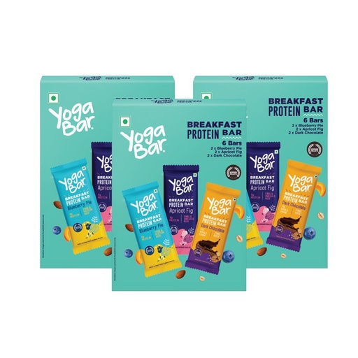 [BRSROAA5CMPB4EYU] Yogabar Breakfast Protein Bars, 18 Assorted Bars | High Protein All in One | No Preservatives - No Artificial Flavours | Meal Replacement Bar