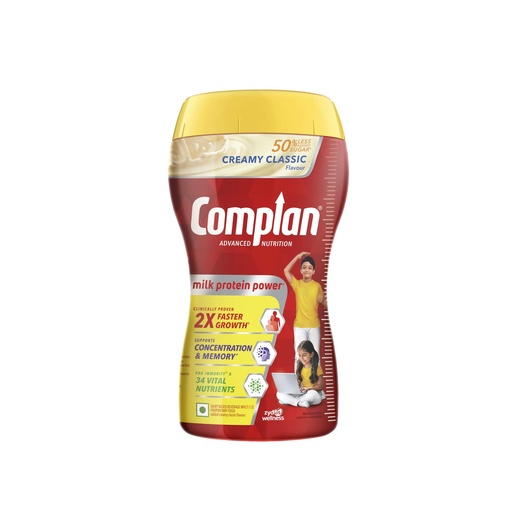 [BRSWGAINAQJQMCY6] Complan Nutrition Drink Powder for Children, Creamy Classic Flavour, 500 g Jar | Nutrition drink for kids with protein & 34 vital nutrients
