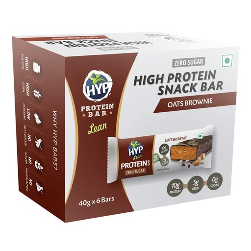[BRSWKZY3OMDROEDC] HYP Sugarfree Protein Bar, Oats Brownie (6x40g) | No added Sugar | Triple Blend Protein | 10g Protein Energy Bar | Gluten-free Oats Brownie Protein Bars | Sugarfree Protein Bar | Ready to eat foods