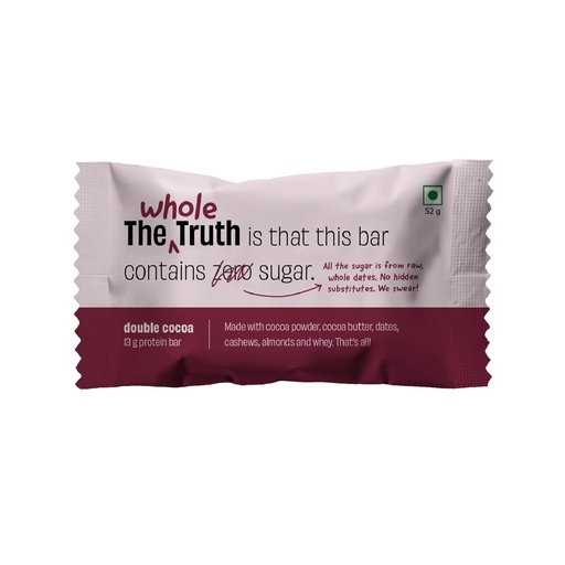 [BRSWYGIRCUNQ4E3X] The Whole Truth - Protein Bars | Double Cocoa | Pack of 6 x 52g each | No Preservatives | No Artificial Sweeteners | No Gluten or Soy | All Natural Ingredients