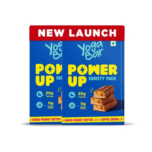[BRSREEL3OF7A2YDX] Yogabar Variety Pack 20 grams Power Up Protein Bars (10 Bars),5 Choco Peanut Butter & 5 Coffee Crush, No Added Sugar and No Preservatives