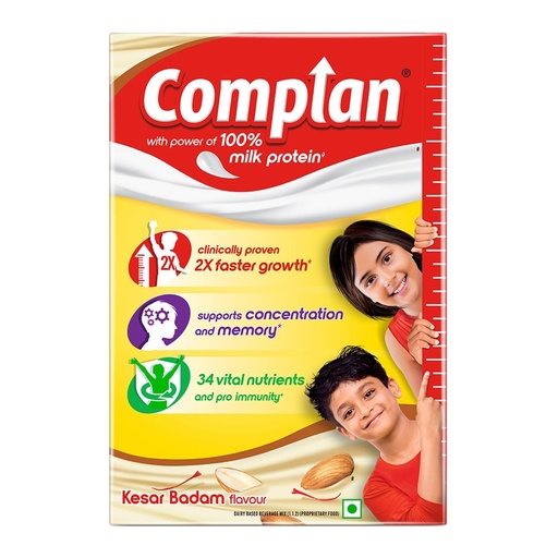 [BRSWGZ36OYPRA3LG] Complan Nutrition Drink Powder for Children, Kesar Badam Flavour, 500 g Carton | Nutrition drink for kids with protein & 34 vital nutrients with free Shaker
