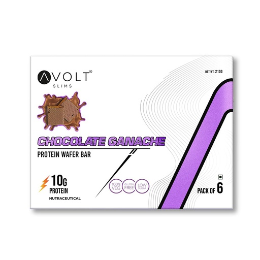 [BRSRAHALOEARUHLO] Avolt Slims Chocolate Ganache Protein Bars with 10g Protein | Pack of 6 x 35g each | High Energy Wafer Bars, No Added Sugar, Guilt-Free Indulgence for Healthy Snacking, Tasty and Crunchy Bar