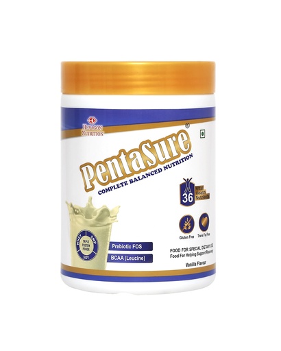 [BRSWGYAZDICA2ADG] PentaSure Complete Balanced Nutrition | Daily Nutrition Protein Shake | Vanilla - 400g | Whey, Milk & Soy Protein Blend | BCAA (Leucine) & Prebiotic FOS | Supports Energy, Immunity & Muscle Health