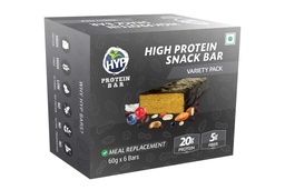 HYP - Meal Replacement Whey Protein Bar Variety Pack (6x60g) | 20g Per Bar | 2 Almond Fudge + 2 Peanut Butter + 2 Cookies and Cream | Includes Whey Protein | Gluten Free Protein Bars | Protein Snacks